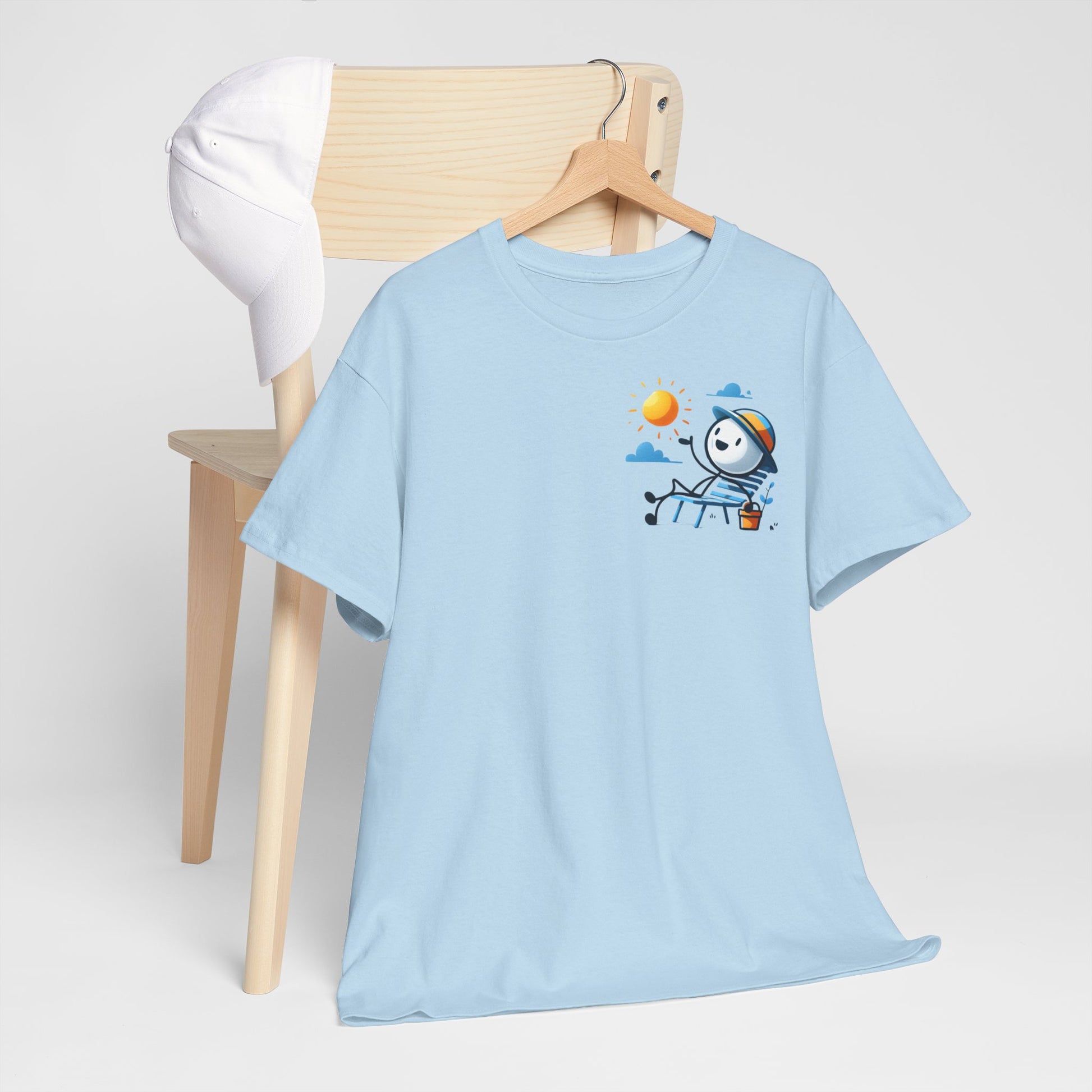 light blue t shirt on a hanger